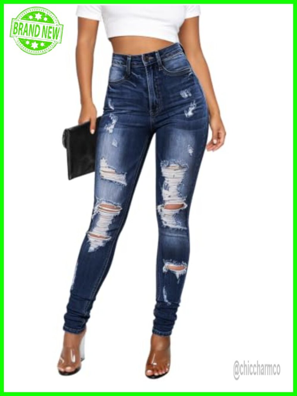 High Waisted Skinny Jeans Butt Lifting Stretchy Tummy Control